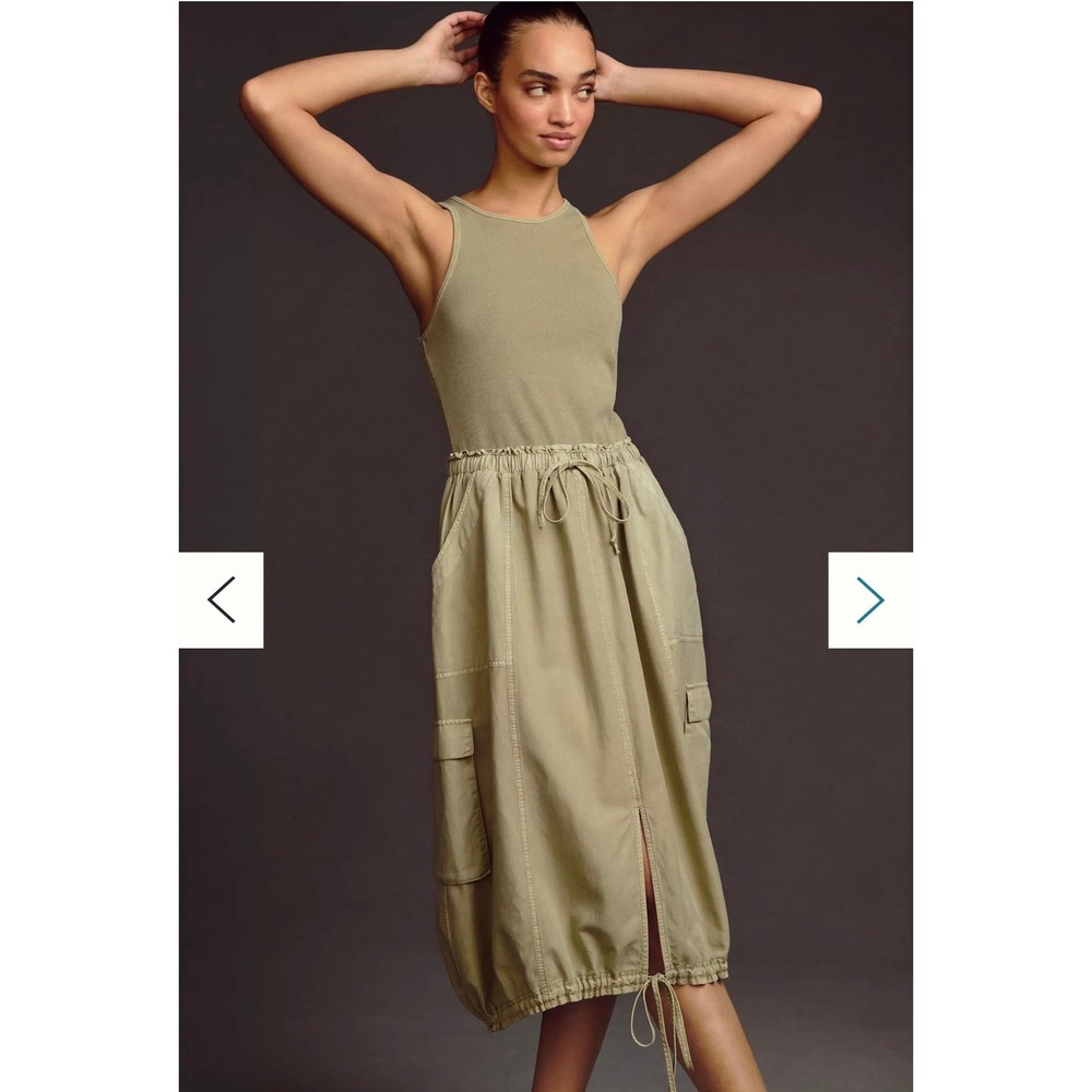 Daily Practice By Anthropologie High Neck Tank Twofer Dress Green Sz M